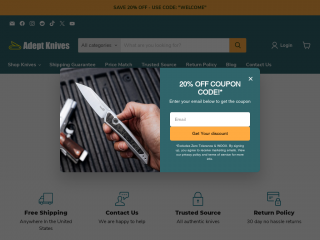 adeptknives.com screenshot