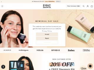 eightsaintsskincare.com screenshot