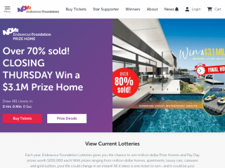 endeavourlotteries.com.au screenshot