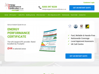 energyperformancecertificates.co.uk screenshot