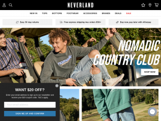 neverlandstore.com.au screenshot