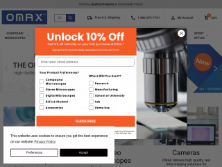 omaxmicroscope.com screenshot