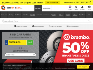 partsforallcars.com screenshot