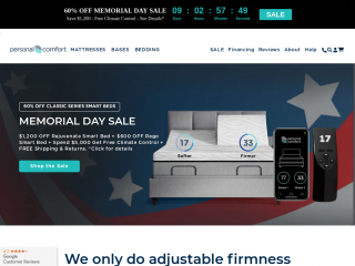 personalcomfortbed.com screenshot