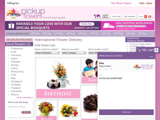 pickupflowers.com screenshot