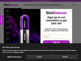 sicksciencelabs.com screenshot