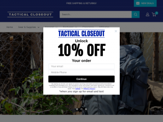 tacticalcloseout.com screenshot