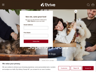 thrivepetfoods.com screenshot