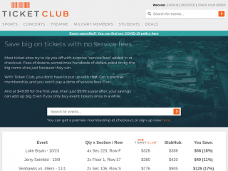 ticketclub.com screenshot