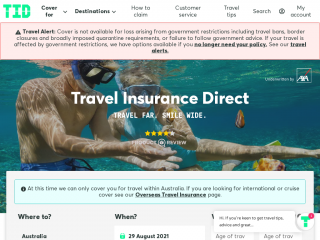 travelinsurancedirect.com.au screenshot
