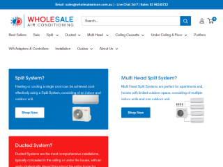 wholesaleaircon.com.au screenshot