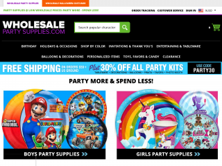 wholesalepartysupplies.com screenshot