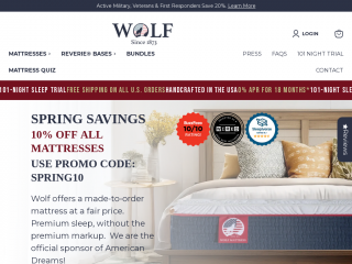wolfmattress.com screenshot
