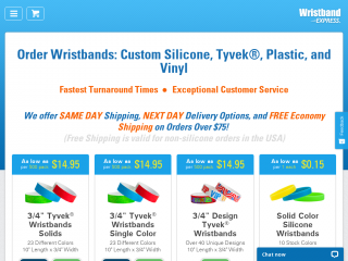 wristbandexpress.com screenshot
